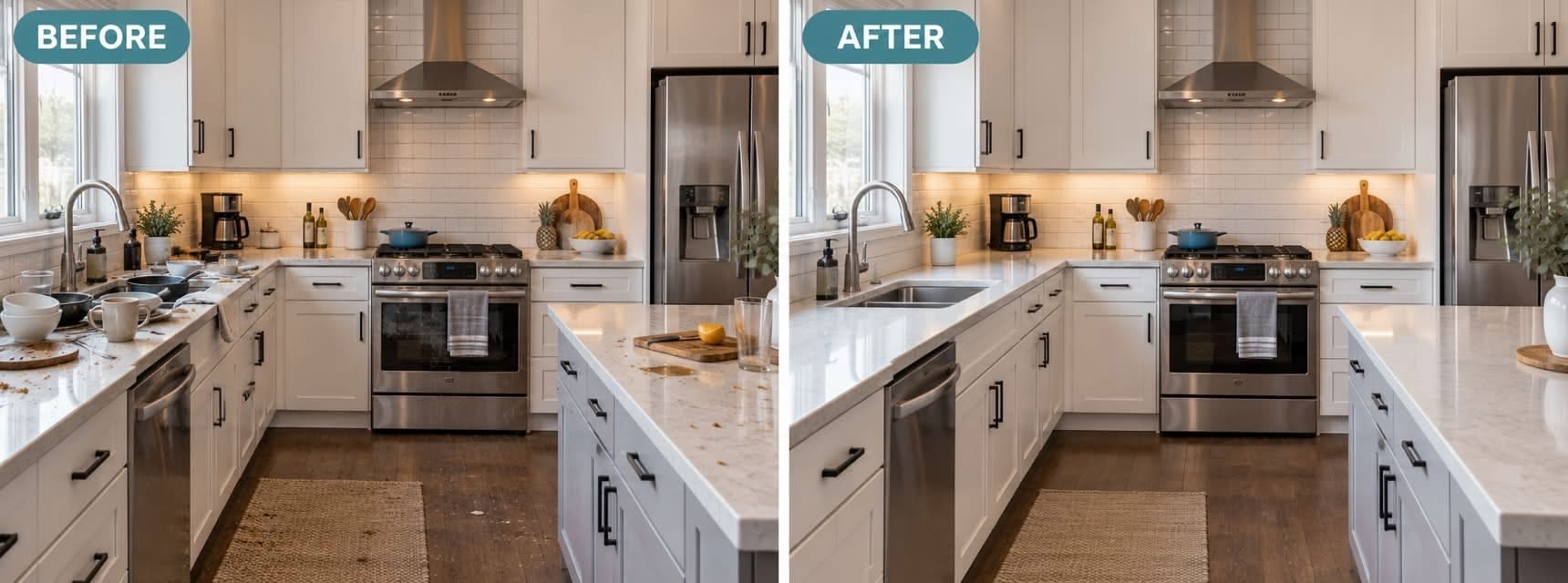 White kitchen cleaning result